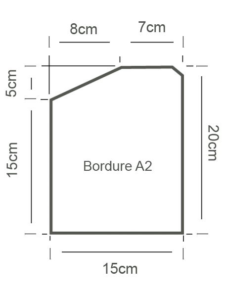 Schéma du profil de bordure granit type A2