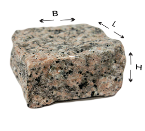 Rosa Granit Würfel - Maßnahmen
